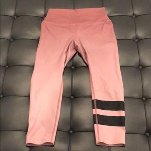 Alo Yoga Pink & Black Stripe Crop